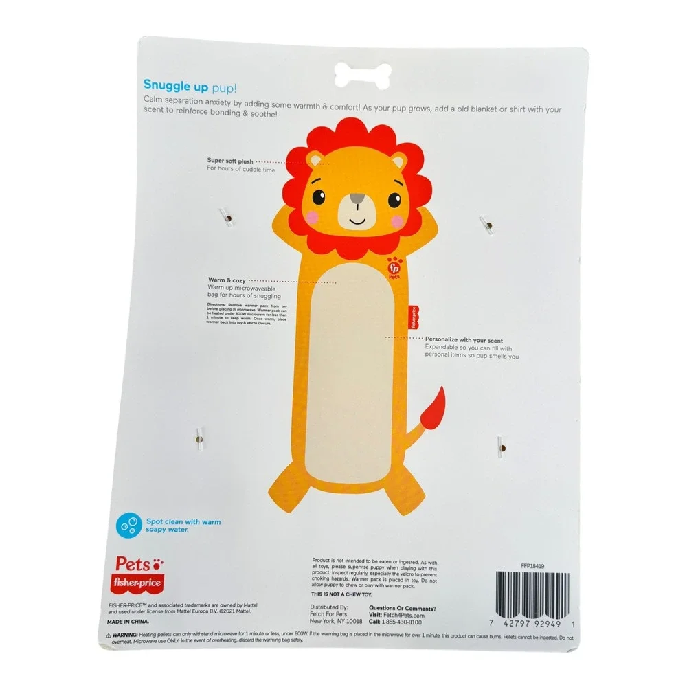 Fisher-Price Pets Best Furr-end Microwavable Warming Lion Toy Puppy FFP18419 NEW